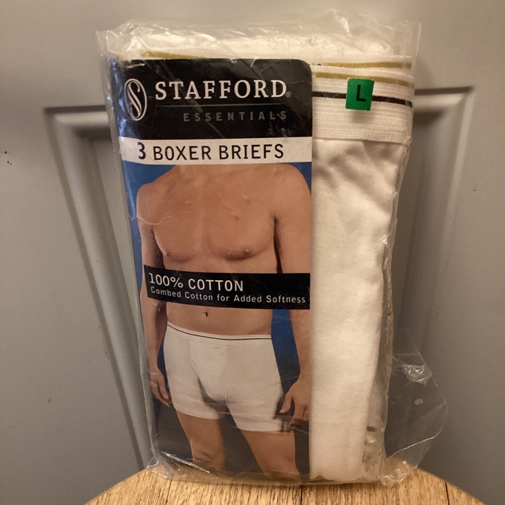 NWT Stafford Men’s Boxer Briefs 100% Cotton Size Large